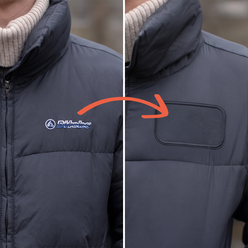 Abdeckflicken – Logos auf Jacken und Taschen verdecken