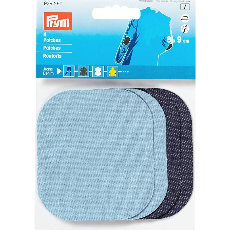 Jeans-Flicken - Hell- & Dunkelblau - Hellblau & dunkelblau - 8x9 cm - 4-Pack