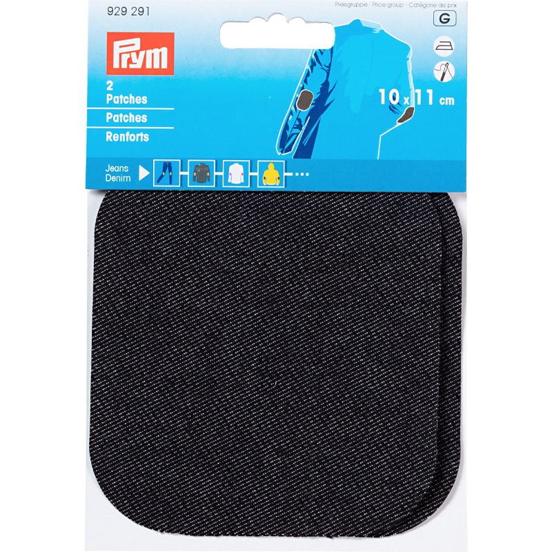 Jeans-Flicken - Hell- & Dunkelblau - Schwarz - 10x11 cm - 2-Pack