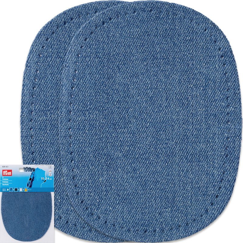 Knie-Flicken für Jeans - Mit Perforierung , Mittelblau