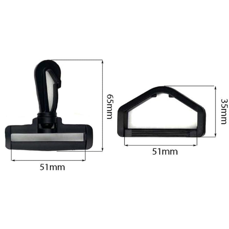 Karabinerhaken mit D-Ringen – für Taschen und Gurte - Kunststoff , 51 mm