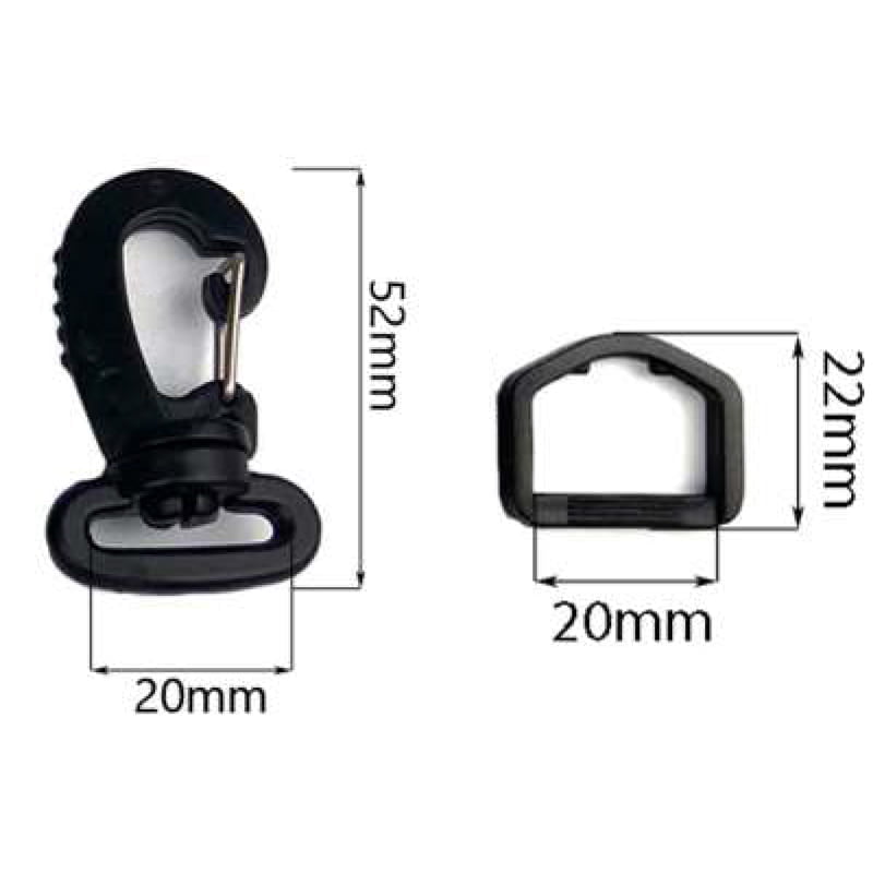 Karabinerhaken mit D-Ringen – für Taschen und Gurte - Kunststoff/metall , 20 mm