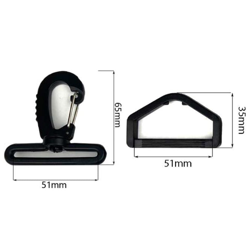 Karabinerhaken mit D-Ringen – für Taschen und Gurte - Kunststoff/metall , 51 mm