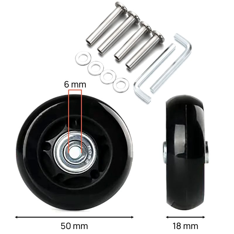 Ersatzrollen für Koffer – 2 Rollen mit Montageteilen - 50 mm