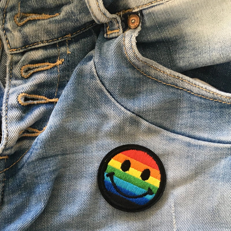Regenbogen-Smiley - Bügelbild – Bild 2